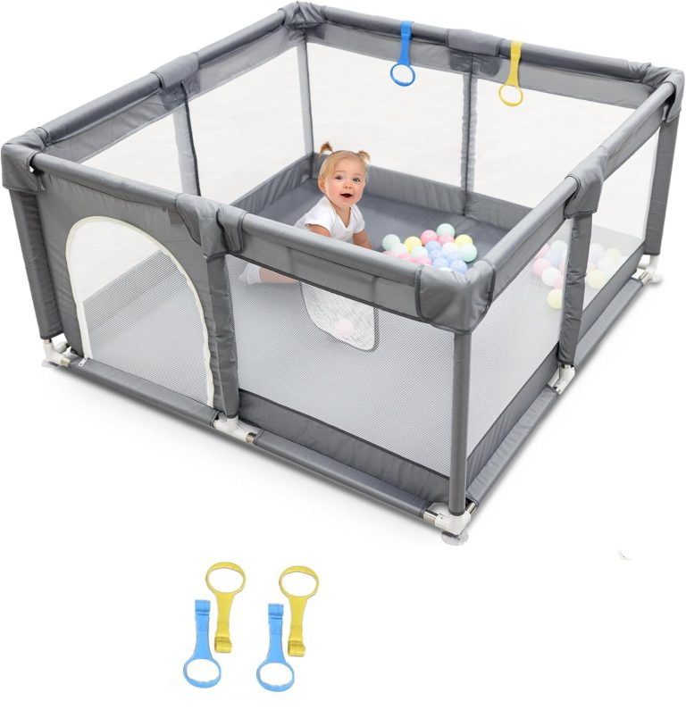 SKY-TOUCH Baby Playpen | Portable Playard for Babies | Sturdy Anti-Fall Baby Playpen Activity Center | Breathable Mesh | 4 Pull-Up Ring｜Install Accessories | 200 *...